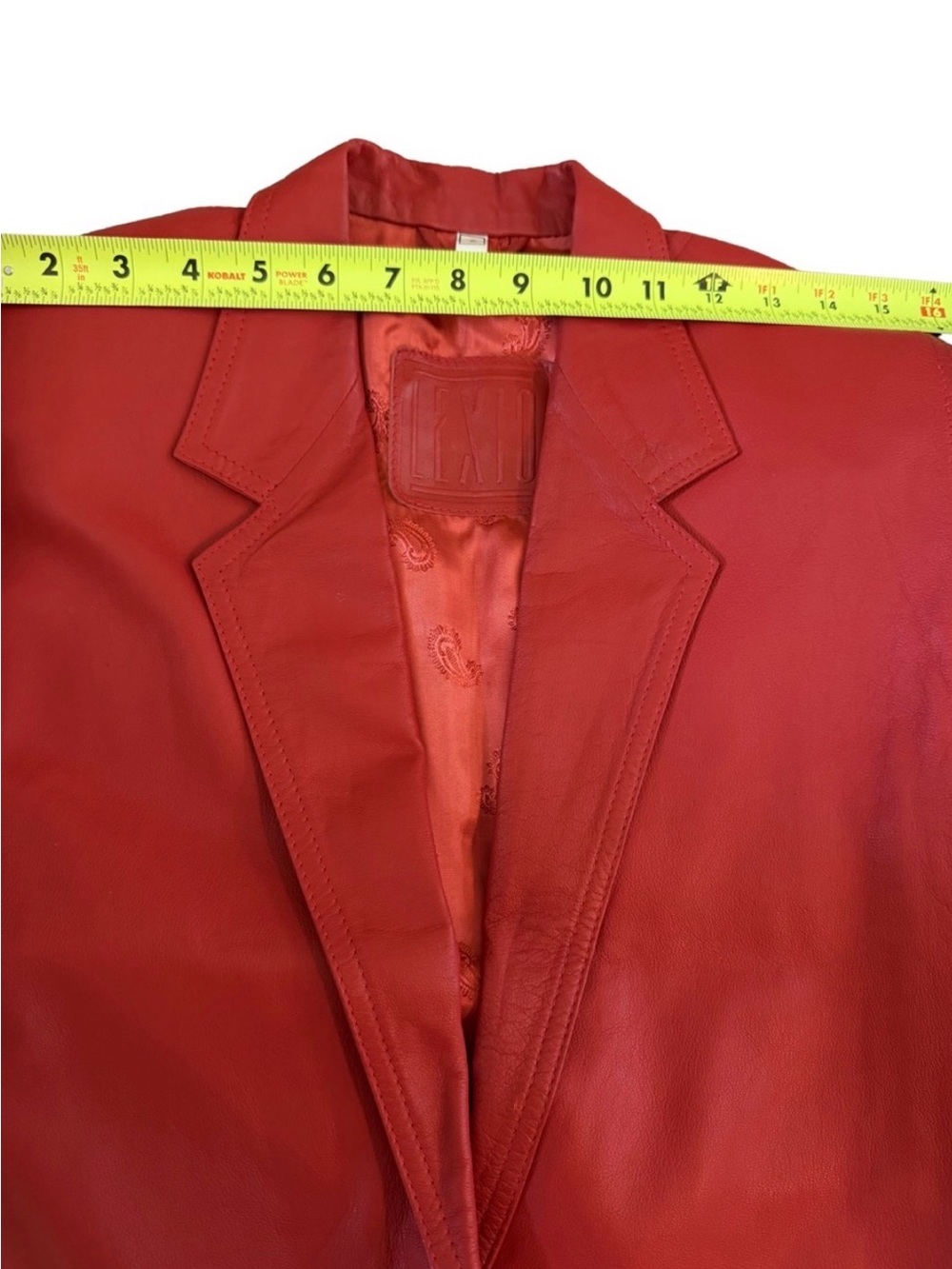 LEXIO Red Leather Jacket and Skirt Set - Picture 4 of 12